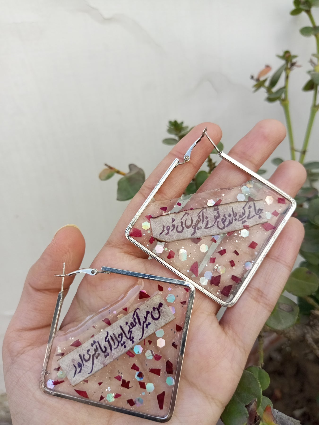 Flower Diamond Hoop Poetry Earrings