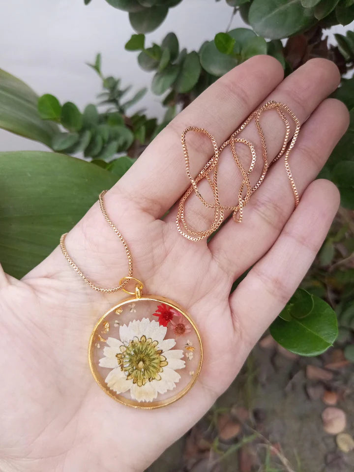 Fresh Petal Pendent with Chain and Jhumka Set